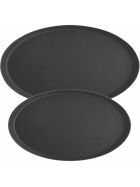Oval tray, with non-slip surface, black, 51 x 63.5 x 2.5 cm (WxDxH)