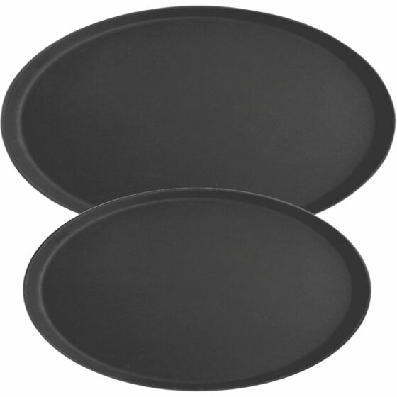 Tablett oval, mit rutschhemmender Oberfläche, schwarz, 60 x 73,5 x 2,5 cm (BxTxH)