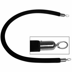 Black connecting rope, chrome fittings, length 150 cm