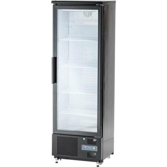 Stalgast schwarzer Bar-Kühlschrank mit Glastür, 307 Liter