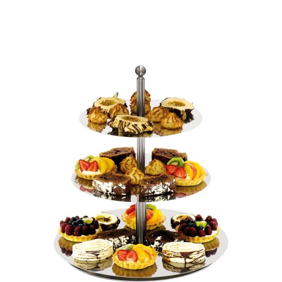 Mirror tiered stand, 3-tier, height 48 cm