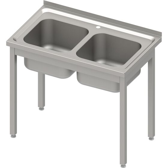 Sink table without base 1000x600x850 mm, with two basins with upstand, self-assembly