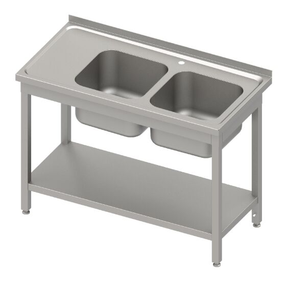 Sink table with base 1200x600x850 mm, with two basins on the right, with upstand, self-assembly
