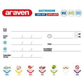 ARAVEN gastronorm container with lid, polypropylene, GN 1/2 (200mm)