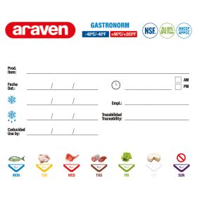ARAVEN gastronorm container with lid, polypropylene, GN 2/3 (200 mm)