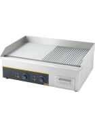 GREDIL electric griddle plate, smooth / grooved, 3.6 kW, dimensions 640 x 440 x 175 mm (WxDxH)