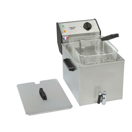 ROLLER GRILL deep fryer with drain tap, with drain tap, 8 liters, dimensions 265 x 450 x 360 mm (WxDxH)