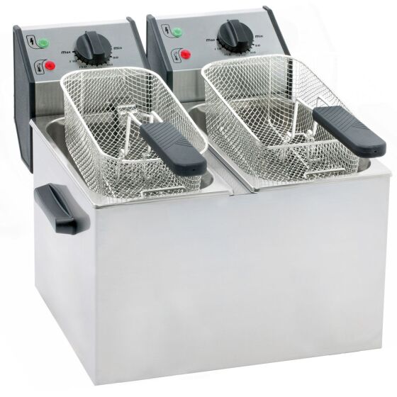 ROLLER GRILL Fritteuse mit zwei Becken, 2 x 5 Liter, Abmessung 390 x 425 x 320 mm (BxTxH)
