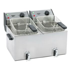 ROLLER GRILL deep fryer with two basins, with drain tap,...