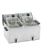 ROLLER GRILL deep fryer with two basins, with drain tap, 2 x 8 liters, dimensions 590 x 450 x 370 mm (WxDxH)