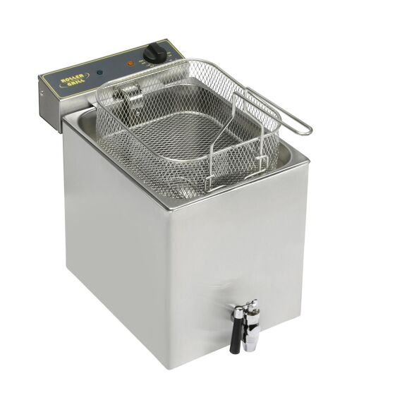 ROLLER GRILL Fritteuse mit Ablasshahn, 12 Liter, Abmessung 350 x 470 x 350 mm (BxTxH)