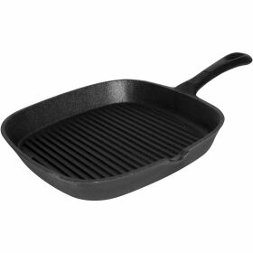 Cast iron grill pan, grooved, dimensions 24 x 24 cm