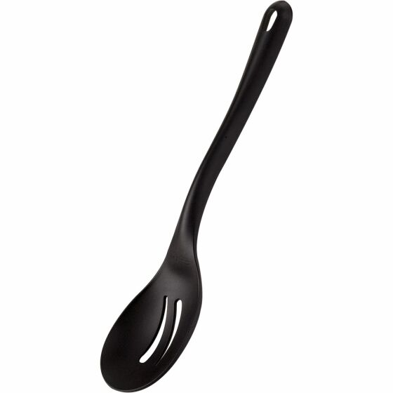 Perforated serving spoon, made of glass fiber reinforced material, black, length 35 cm