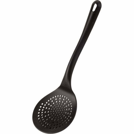 Slotted spoon, made of glass fiber reinforced material, black, length 35 cm