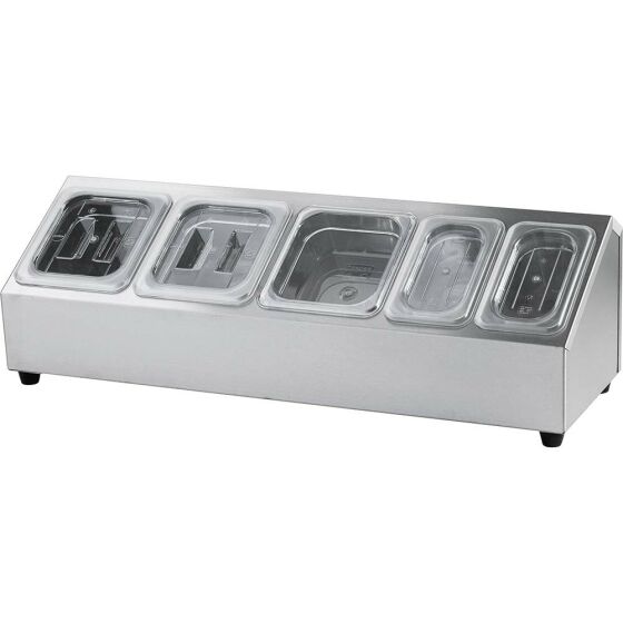 Stand for gastronorm containers - 3 x GN 1/6 (150 mm) and 2 x GN 1/9 (150 mm)