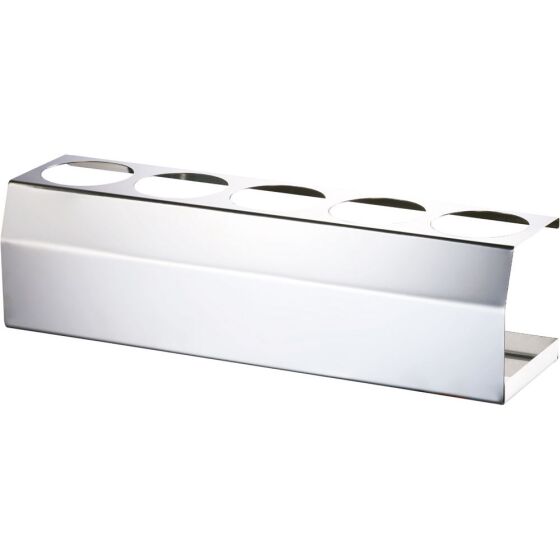 Sauce stand made of stainless steel, suitable for five bottles, 435 x 110 x 120 mm (WxDxH)