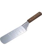 Roast spatula perforated with wooden handle, blade length 20 cm