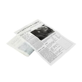 Wax paper with newspaper print, 270 x 420 mm (WxDxH)