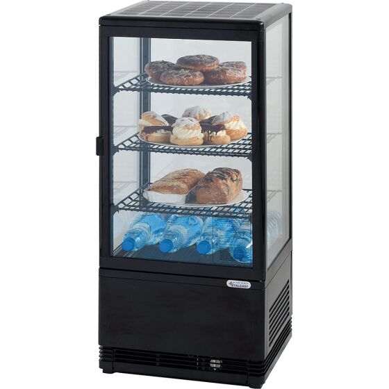 Refrigerated display case, 78 liters, black, dimensions 428 x 386 x 960 mm (WxDxH)