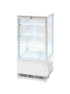 Refrigerated showcase with LED interior lighting, 78 liters, white, dimensions 428 x 386 x 960 mm (WxDxH)