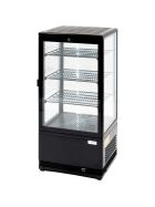 Refrigerated showcase with LED interior lighting, 78 liters, black, dimensions 428 x 386 x 960 mm (WxDxH)
