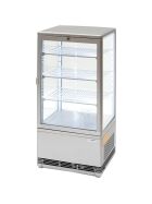 Refrigerated showcase with LED interior lighting, 78 liters, silver, dimensions 428 x 386 x 960 mm (WxDxH)