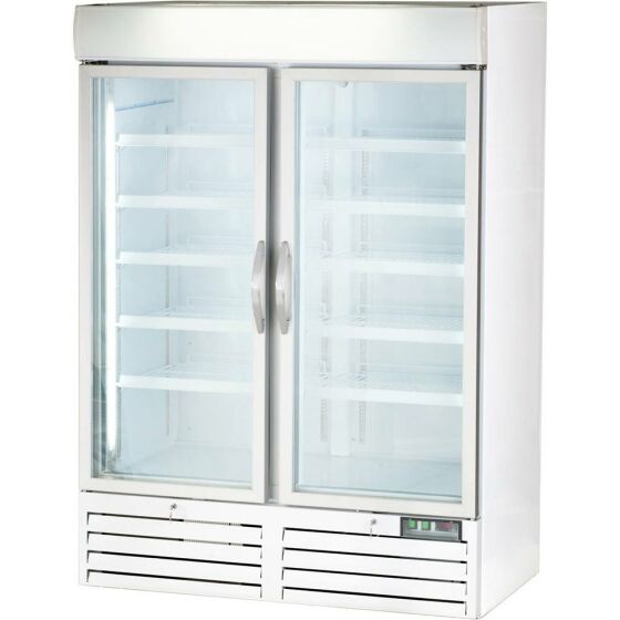 Display refrigerator with two glass doors, 930 liters, dimensions 1370 x 700 x 1990 mm (WxDxH)