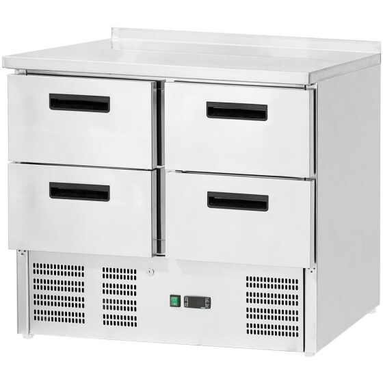 Kühltisch mit vier Schubladen, Abmessung 900 x 700 x 880 mm (BxTxH)