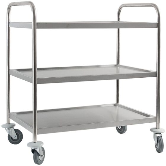 Serving trolley made of stainless steel, with three shelves, 860 x 540 x 920 mm (WxDxH)