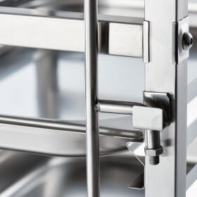 Tablettwagen aus Edelstahl, passend für 14 x GN 1/1, 380 x 550 x 1735 mm (BxTxH)