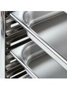 Tray trolley made of stainless steel, suitable for 14 x GN 1/2, 590 x 670 x 1735 mm (WxDxH)