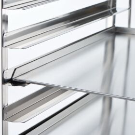 Tablettwagen aus Edelstahl, passend für 16 x Tablett 600 x 400 mm, 470 x 620 x 1735 mm (BxTxH)