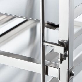 Tablettwagen aus Edelstahl, passend für 16 x Tablett 600 x 400 mm, 470 x 620 x 1735 mm (BxTxH)