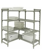Floor with corner connection clamps, for free-standing storage shelves and corner storage shelves, dimensions 1220 x 610 mm (WxD)
