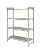 Freestanding storage rack made of polypropylene, 4 shelves, dimensions 1220 x 455 x 1800 mm (WxDxH)