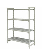 Freestanding storage rack made of polypropylene, 4 + 8 shelves, dimensions 3350 x 530 x 1800 mm (WxDxH)