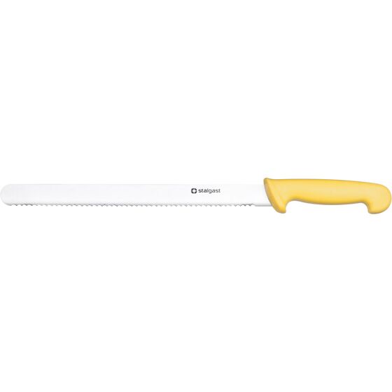 Stalgast universal knife with serrated edge, HACCP, yellow handle, stainless steel blade 30 cm