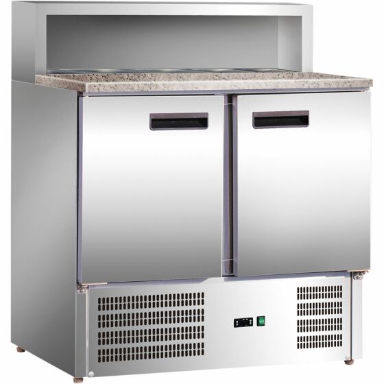 Pizza table with cooling top, two doors, for 5 x GN 1/6 (150 mm), 900 x 700 x 1075 mm (WxDxH)