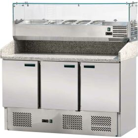 Pizza table with cooling top, three doors, for 6 x GN 1/4...
