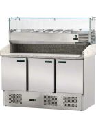 Pizza table with cooling top, three doors, for 6 x GN 1/4 (150 mm) 1400 x 700 x 1450 mm (WxDxH)
