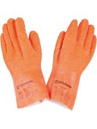 Latex gloves, five fingers, orange, length 30 cm