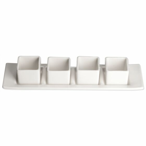 Elegantia series Set of angular mini presentation bowls, one plate, four bowls