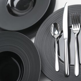 Stalgast schwarzer Porzellan Menüteller aus der Serie Gourmet Kontrast Ø 255 mm