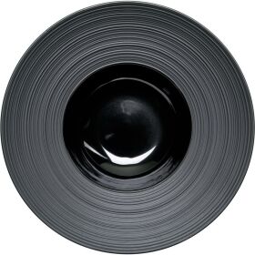 Serie Gourmet Kontrast Teller tief mit breiter, strukturierter Fahne Ø 265 mm, schwarz