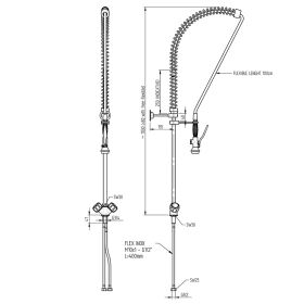 Utensil shower with mixing battery, slot assembly, two...