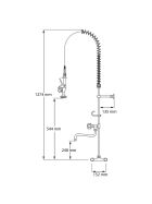 Geschirrbrause mit Mischbatterie, Zweiloch-Wandmontage, mit Wasserhahn, zwei Mischventile