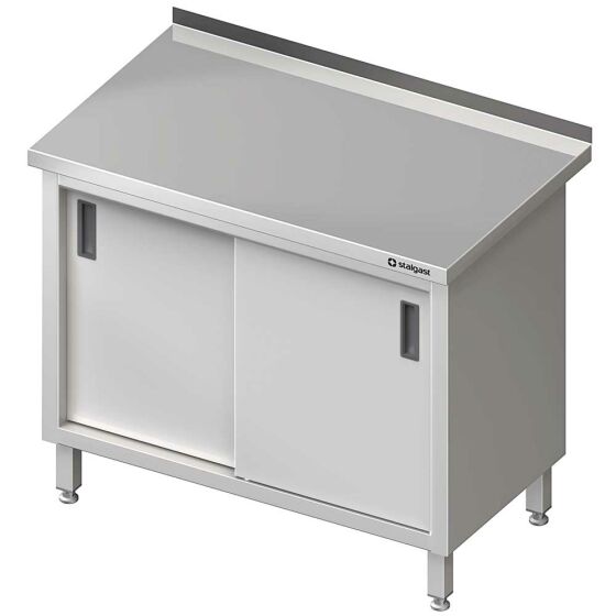Work cabinet with sliding doors 1000x600x850 mm, with edging, welded