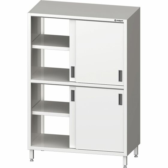 Pass-through tall cupboard with sliding doors 800x600x1800 mm with two cupboards, welded