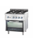 Gas hearth 4 burner with gas oven (GN 2/1) Series 700 ND - G20, 4-burner (3.5 + 2x5 + 7)
