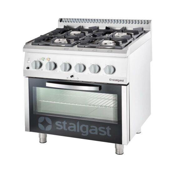 Gas hearth 4 burner with electric hot air oven (600 x 400 mm / GN 1/1) Series 700 ND - G20, 4-burner (3.5 + 5 + 2x7)